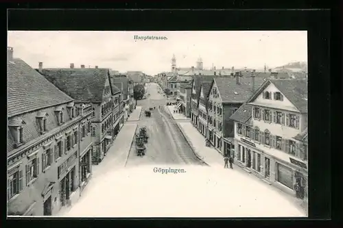 AK Göppingen, Hauptstrasse mit Geschäften