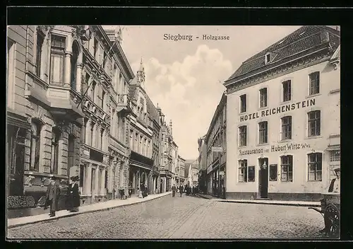 AK Siegburg, Holzgasse mit Hotel Reichenstein