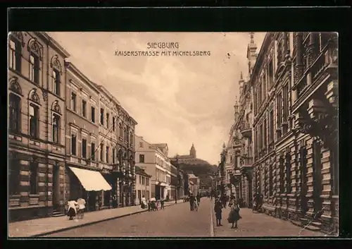 AK Siegburg, Kaiserstrasse mit Michelsberg