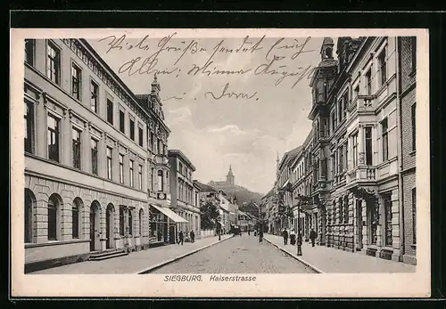 AK Siegburg, Kaiserstrasse mit Geschäft