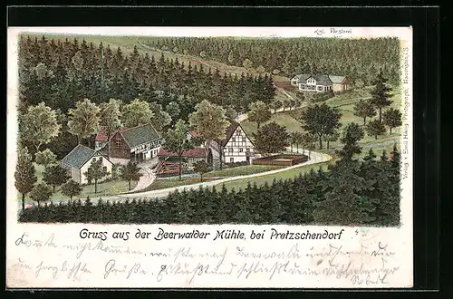 Lithographie Pretzschendorf, Beerwalder Mühle