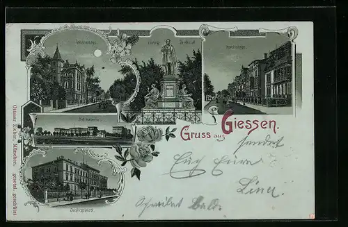 AK Giessen, West- und Nordanlage, Kaserne, Liebig-Denkmal