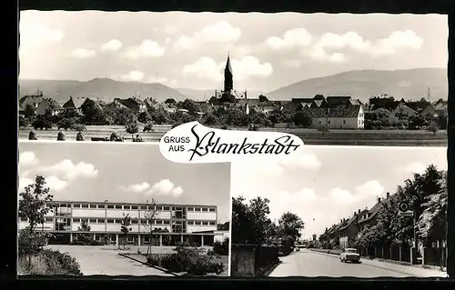 AK Plankstadt, Ortspanorama, Partie an der Baugenossenschaft