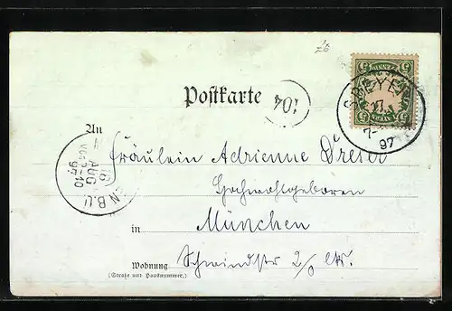 Lithographie Ulm, Ortsansicht mit Rathaus und Münster