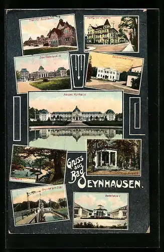 AK Bad Oeynhausen, Trinkhalle im Kurpark, Brücke am Siel, Badehaus