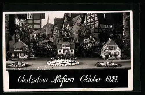 AK Niefern, Obstschau 1929, Ausstellung