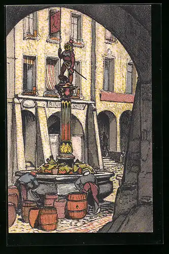AK Bern, Schweiz. Landesausstellung 1914, Brunnen