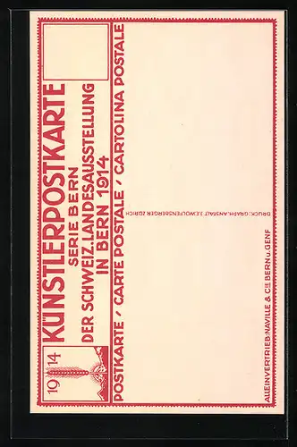 AK Bern, Schweiz. Landesausstellung 1914, Ortsansicht mit Kirchturm