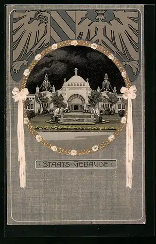 Präge-AK Nürnberg, Bayer. Jubiläums-Landes-Ausstellung 1906, Staats-Gebäude
