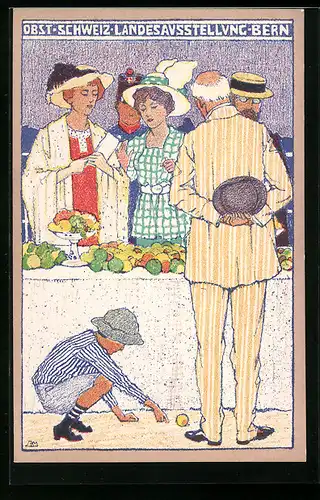 Künstler-AK Bern, Schweiz-Landes-Ausstellung 1914, Partie in der Obstabteilung