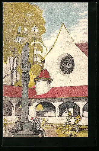 Künstler-AK Bern, Schweizerische Landesausstellung 1914, Dörfli, Kreuzgang