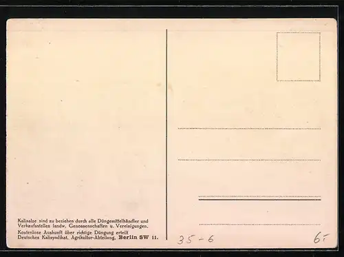 Künstler-AK Reklame Dünger, Kali auf dem Acker