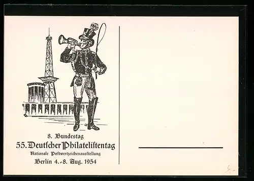Künstler-AK Berlin, 55. Nationale Postwertzeichen-Ausstellung, 4.-8. 8. 1954