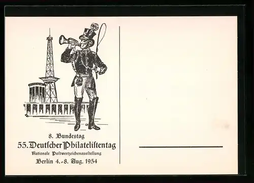 Künstler-AK Berlin, 55. Nationale Postwertzeichen-Ausstellung, 4.-8. 8. 1954