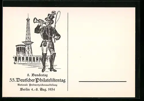 Künstler-AK Berlin, 55. Nationale Ausstellung von Postwertzeichen, 4.-8. 8. 1954