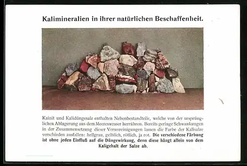 AK Reklame für Kalidünger, Kalimineralien in ihrer natürlichen Beschaffenheit