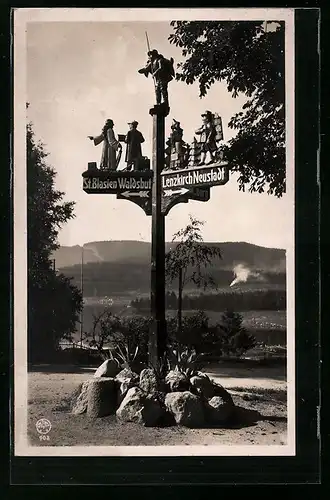 AK Schluchsee / Schwarzweald, Wegweiser nach St. Blasien Waldshut und Lenzkirch Neustadt