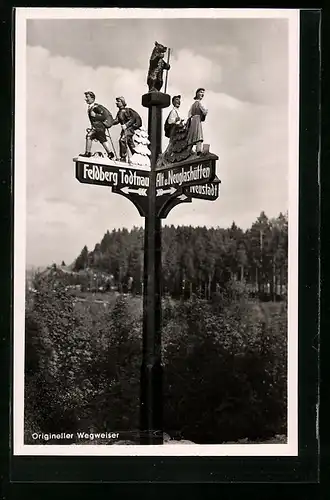 AK Origineller Wegweiser mit Bär