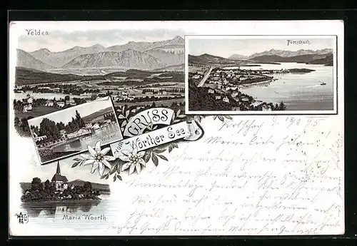 Lithographie Pörtschach, Maria Woerth am Wörther See, Velden