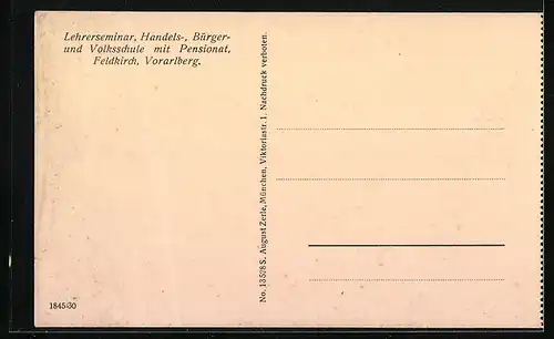 AK Feldkirch, Lehrerseminar, Handels-, Bürger- und Volksschule mit Pensionat, Bäckerei