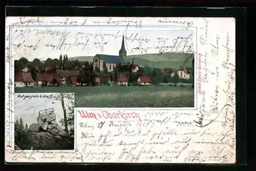 AK Ulm b. Oberkirch, Teilansicht mit Kirche, Kutzenstein