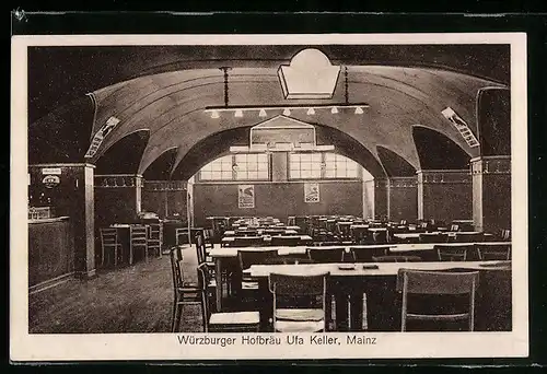 AK Mainz, Gaststätte Würzburger Hofbräu, Innenansicht