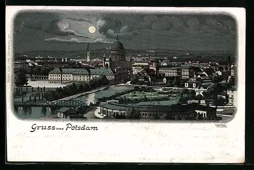 Lithographie Potsdam, Nächtliches Panorama