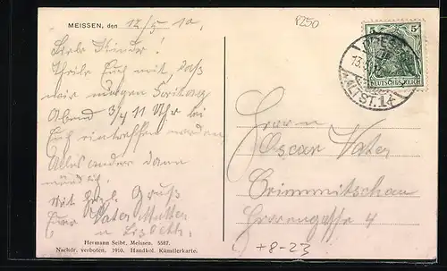 AK Meissen, Bauern bei der Weinlese