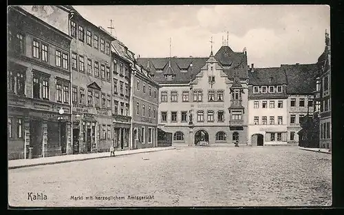 AK Kahla, Markt mit Amtsgericht und Gasthof