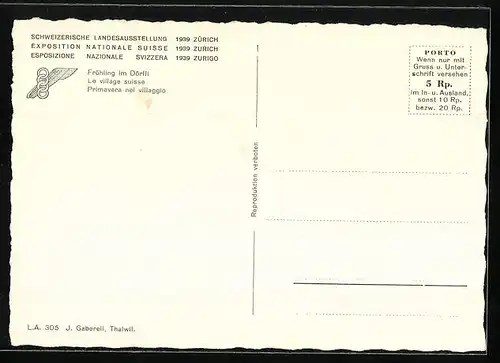 AK Zürich, Schweizerische Landesausstellung 1939, Frühling im Dörfli