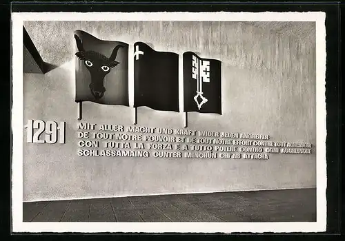 AK Luzern, Schweizerische Landesausstellung 1939, Wehrwille, Abt. Heimat&Volk