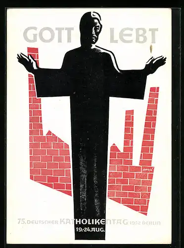 AK Berlin, Gott lebt, 75. Deutscher Katholikentag 1952