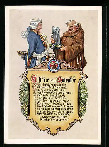 AK München, Epigramm Paulaner, Salvator-Thomasbräu