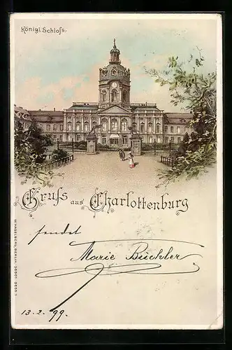 Lithographie Berlin-Charlottenburg, Königliches Schloss