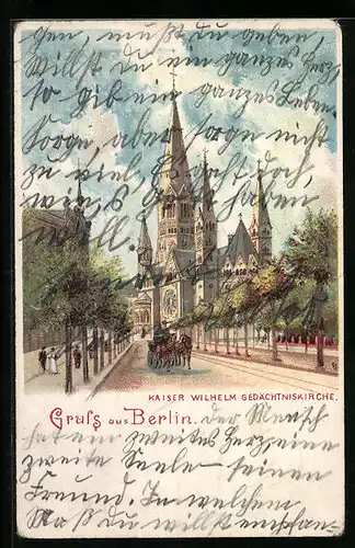 Lithographie Berlin-Charlottenburg, Die Kaiser-Wilhelm Gedächtniskirche
