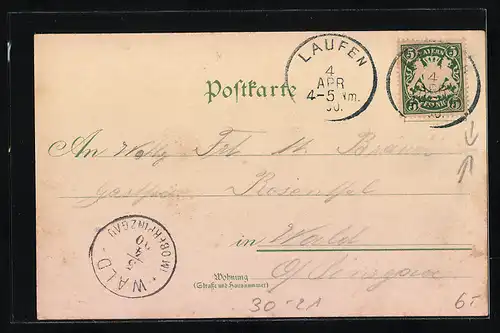 Lithographie Gruss von der Musterung, Männer feiern ihre erfolgreiche Musterung