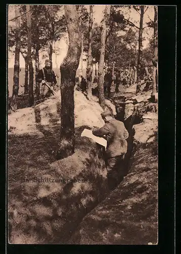 AK Soldaten in Uniform im Schützengraben