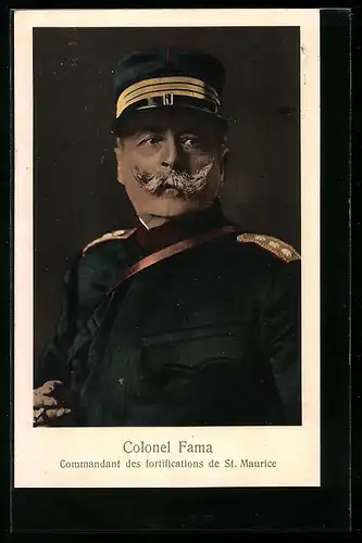 AK Schweizer Heerführer Colonel Fama, Commandant des fortifications de St. Maurice