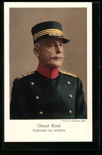 AK Schweizer Heerführer Oberst Kunz, Waffenchef der Artillerie