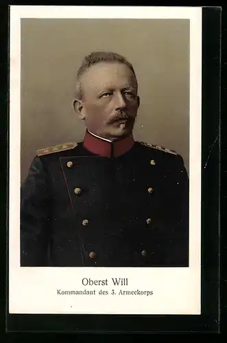AK Schweizer Heerführer Oberst Will, Kommandant des 3. Armeekorps