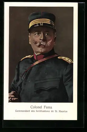 AK Schweizer Heerführer Colonel Fama, Commandant des fortifications de St. Maurice