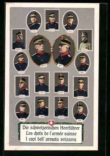 AK Die schweizerischen Heerführer, Will, Egli und Wille in Uniform