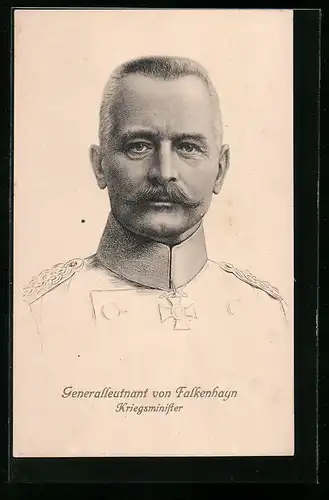 AK Portrait des Generalleutnant von Falkenhayn, Kriegsminister