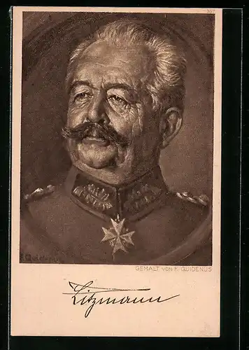 Künstler-AK Heerführer General Karl Litzmann in Uniform