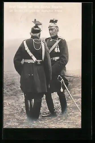 AK Graf Zeppelin mit Graf Häseler, die ältesten Generäle der deutschen Armee, Tschapka
