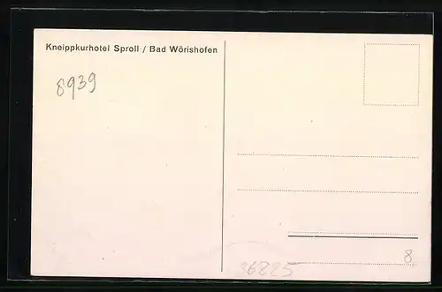 AK Bad Wörishofen, Teilansicht des Kneippkurhotel Sproll