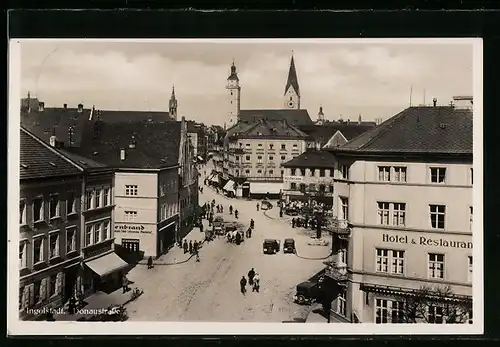 AK Ingolstadt, Blick auf die Donaustrasse aus der Vogelschau