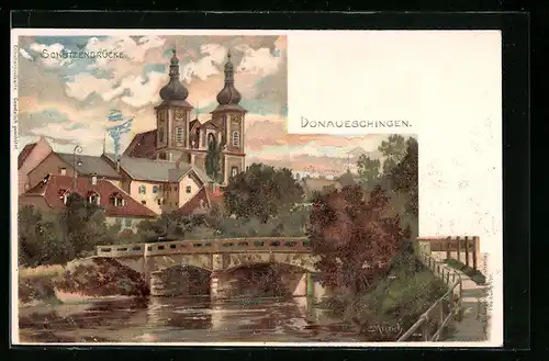 Lithographie Donaueschingen, Schützenbrücke