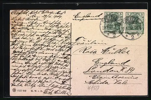 AK Crefeld, Kriegerdenkmal mit Besuchern