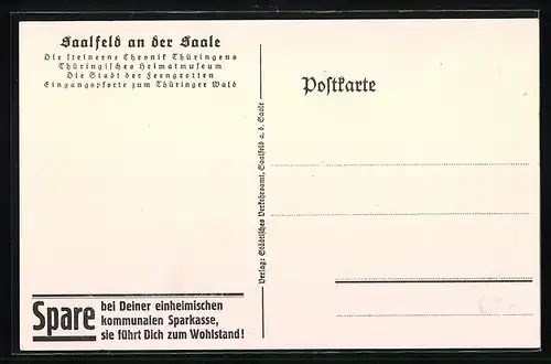 Künstler-AK Saalfeld, Sturm auf das Benediktinerkloster, Panorama